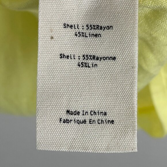 NEW L'Agence Large Talitha Tie Blouse Yellow Button Up Shirt Linen Blend Top - Picture 5 of 12